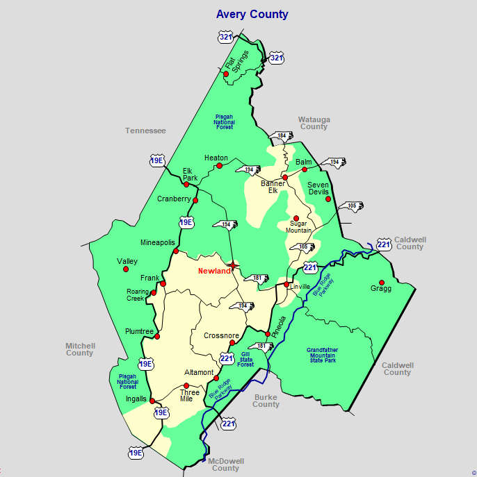 Avery County Map